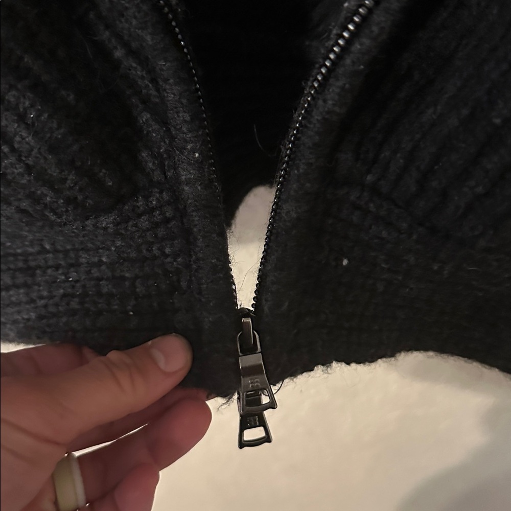 BCBGMaxAzria Charcoal Zip-Up Sweater x - Picture 4 of 6